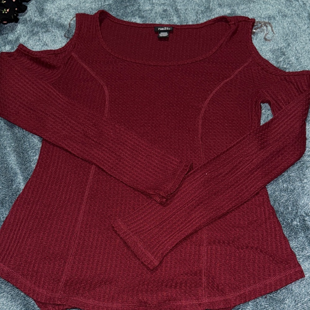 Rue21 Off-the-Shoulder Sweater - Deep Red